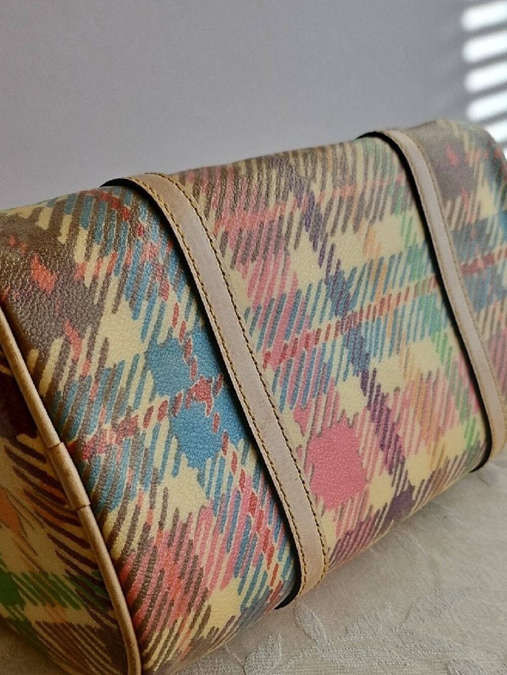Dooney & Bourke Multicolor Plaid Satchel with Teal Trim and Pink Heart Charm - Picture 7 of 13